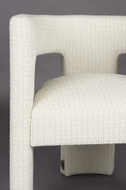 Chaise avec accoudoirs en tissu blanc cassé Medina - Dutchbone