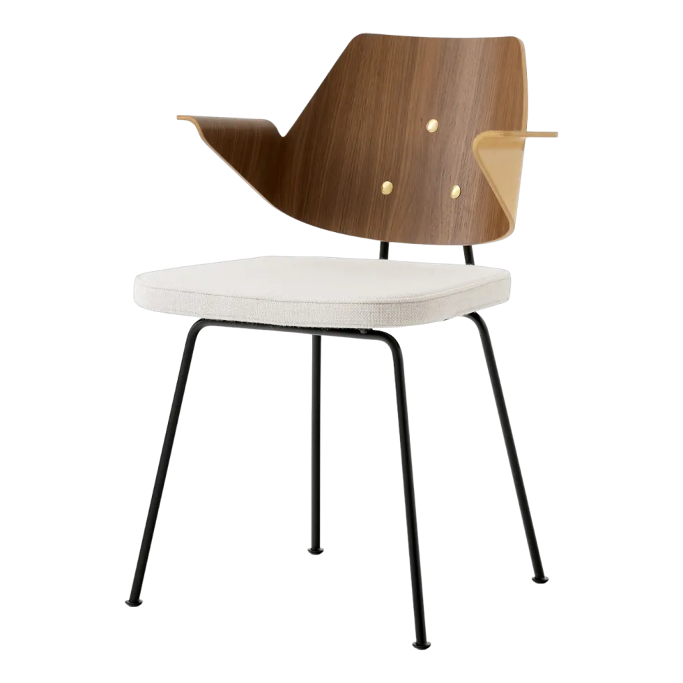 Chaise avec accoudoirs tissu hallingdal 103 et placage de noyer et hêtre 78cm RFH RD7 - &tradition