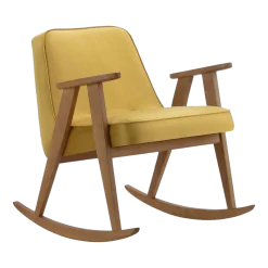 Chaise à bascule en velours brillant moutarde et chêne foncé 70 x 64 cm Série 366 - 366 Concept