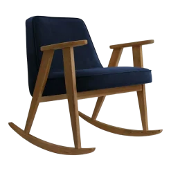 Chaise à bascule en velours indigo et chêne foncé 70 x 64 cm Série 366 - 366 Concept