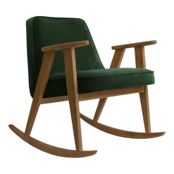 Chaise à bascule en velours vert bouteille et chêne foncé 70 x 64 cm Série 366 - 366 Concept