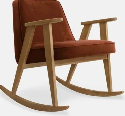 Chaise à bascule en velours vert bouteille et chêne foncé 70 x 64 cm Série 366 - 366 Concept