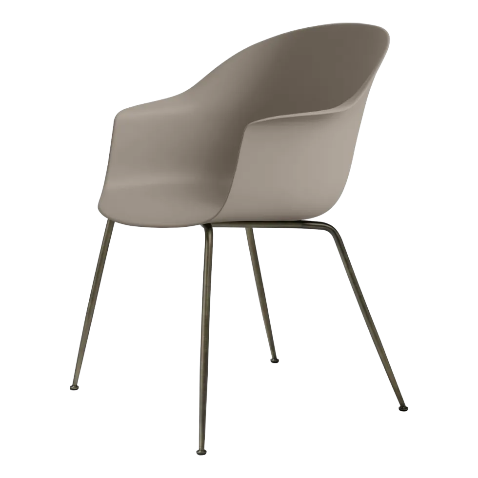 Chaise beige en laiton vieilli Bat - Gubi