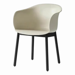 Chaise beige piétement en bois de chêne noir JH30 - &tradition