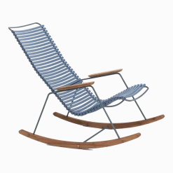 Chaise berçante en métal et plastique bleu pigeon CLICK - Houe