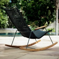 Chaise berçante en métal et plastique bleu pigeon CLICK - Houe