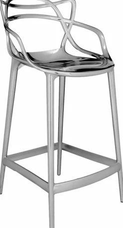 Chaise de bar argentée 65 cm Masters - Kartell