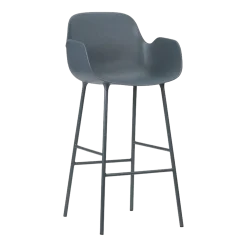 Chaise de bar avec accoudoirs en acier et pp bleu 65 cm Form - Normann Copenhagen