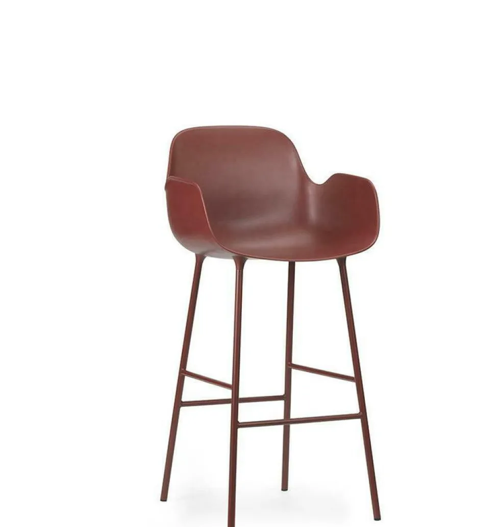 Chaise de bar avec accoudoirs en acier et pp rouge 75 cm Form - Normann Copenhagen