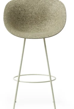 Chaise de bar avec accoudoirs recyclable en herbes marines et acier crème 65cm Mat - Normann Copenhagen
