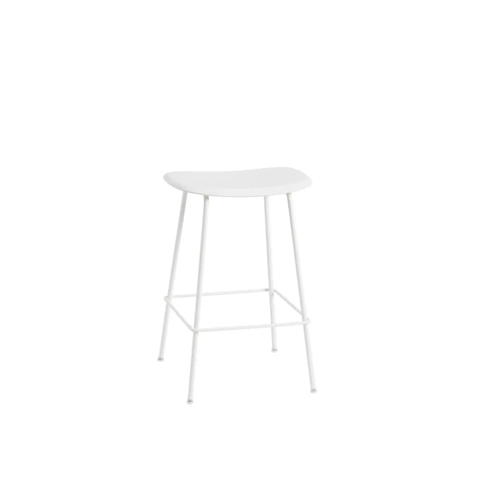 Chaise de bar 65 cm blanche piétement tubes Fiber - Muuto