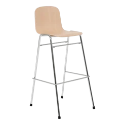 Chaise de bar 75 cm en bois naturel et cadre argenté Touchwood - Hem