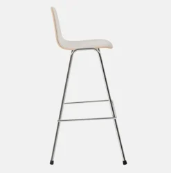 Chaise de bar 75 cm en tissu gris et cadre argenté Touchwood - Hem