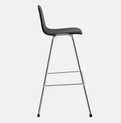 Chaise de bar 75 cm en tissu noir et cadre argenté Touchwood - Hem