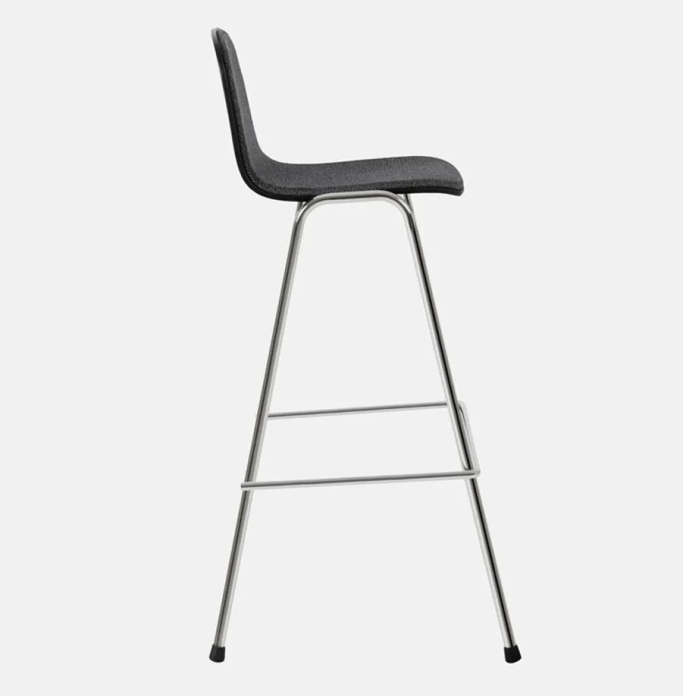 Chaise de bar 75 cm en tissu noir et cadre argenté Touchwood - Hem