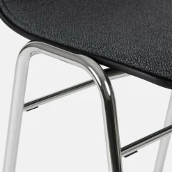 Chaise de bar 75 cm en tissu noir et cadre argenté Touchwood - Hem