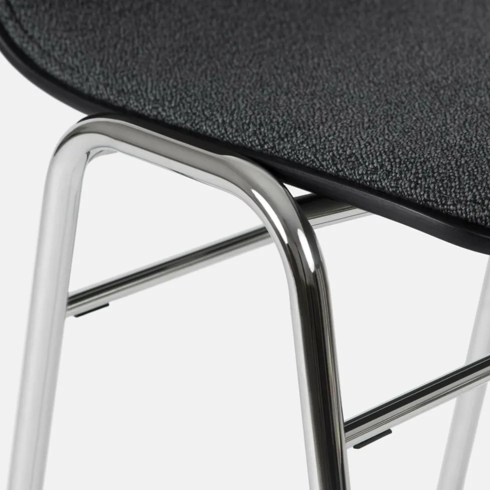 Chaise de bar 75 cm en tissu noir et cadre argenté Touchwood - Hem
