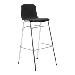 Chaise de bar 75 cm en tissu noir et cadre argenté Touchwood - Hem
