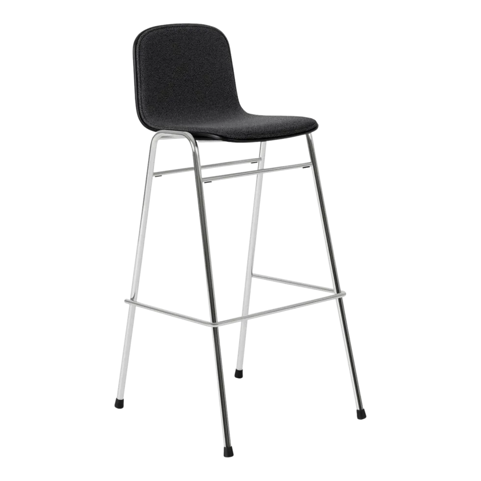 Chaise de bar 75 cm en tissu noir et cadre argenté Touchwood - Hem