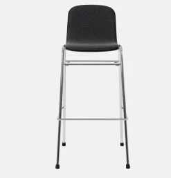 Chaise de bar 75 cm en tissu noir et cadre argenté Touchwood - Hem