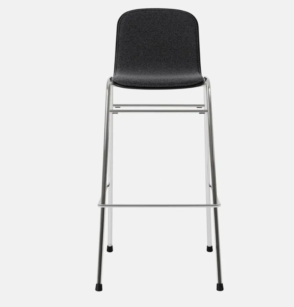 Chaise de bar 75 cm en tissu noir et cadre argenté Touchwood - Hem