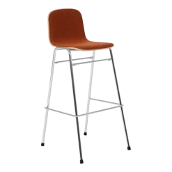 Chaise de bar 75 cm en tissu rouge et cadre argenté Touchwood - Hem