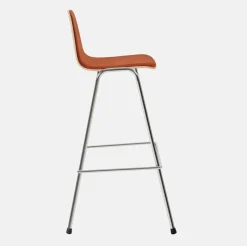 Chaise de bar 75 cm en tissu rouge et cadre argenté Touchwood - Hem