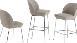 Chaise de bar 65 cm gris beige et pieds chrome Oslo - Muuto