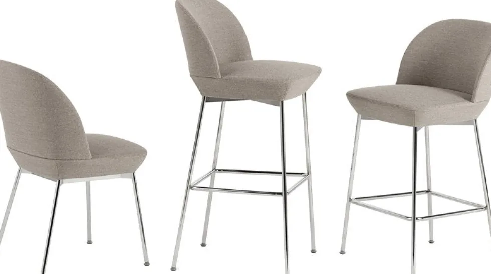 Chaise de bar 65 cm gris beige et pieds chrome Oslo - Muuto