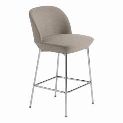 Chaise de bar 65 cm gris beige et pieds chrome Oslo - Muuto