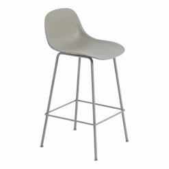 Chaise de bar 65 cm grise piétement tubes Fiber - Muuto