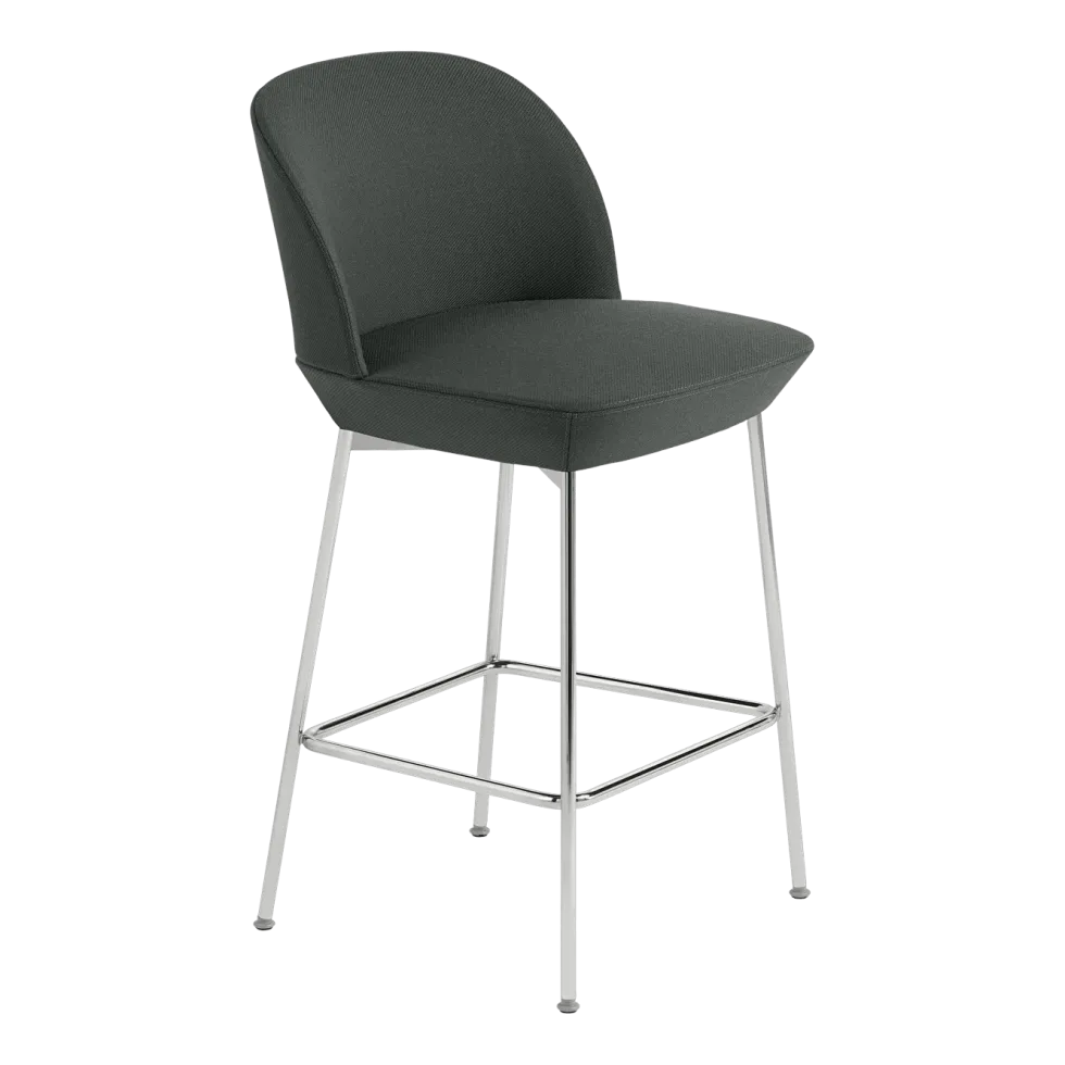 Chaise de bar 65 cm noire et pieds chrome Oslo - Muuto