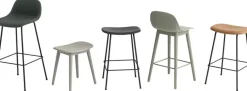 Chaise de bar 65 cm noire piétement tubes Fiber - Muuto