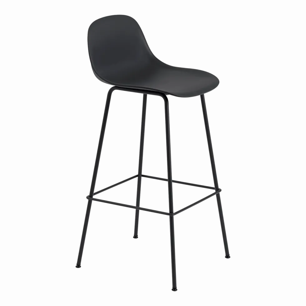 Chaise de bar 75 cm noire piétement tubes Fiber - Muuto