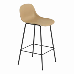 Chaise de bar 65 cm ocre piétement tubes Fiber - Muuto