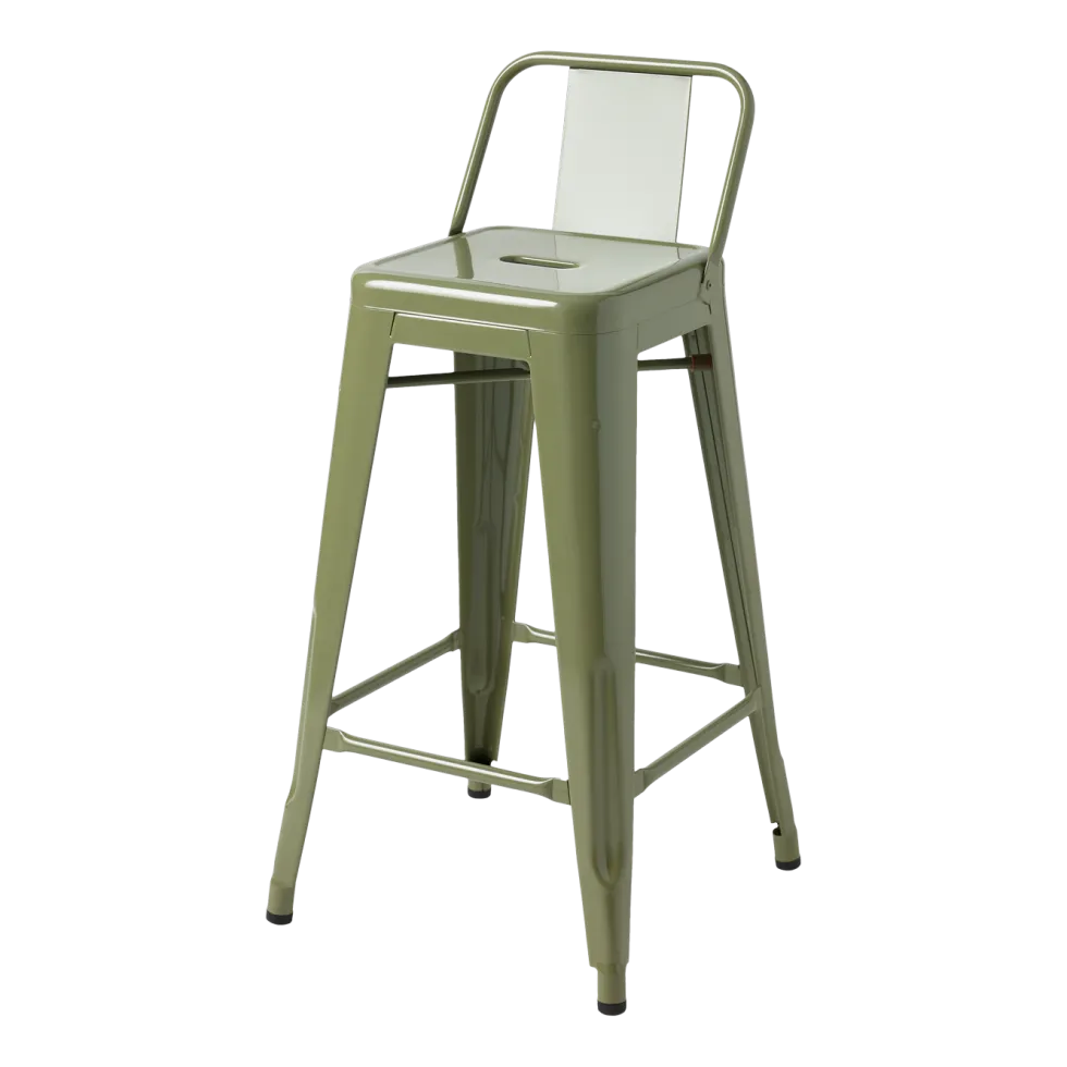 Chaise de bar de jardin en acier vert jonc 65cm HPD 65 - Tolix