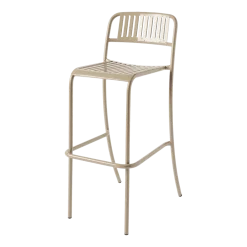 Chaise de bar de jardin à lames en acier inoxydable beige gris 75cm Patio - Tolix
