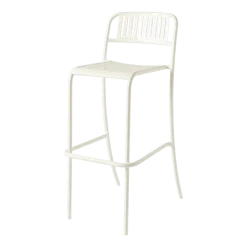 Chaise de bar de jardin à lames en acier inoxydable blanc perlé 75cm Patio - Tolix