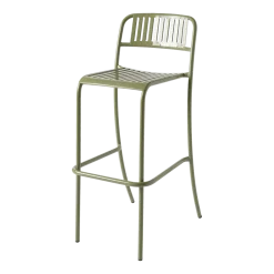 Chaise de bar de jardin à lames en acier inoxydable vert jonc 75cm Patio - Tolix