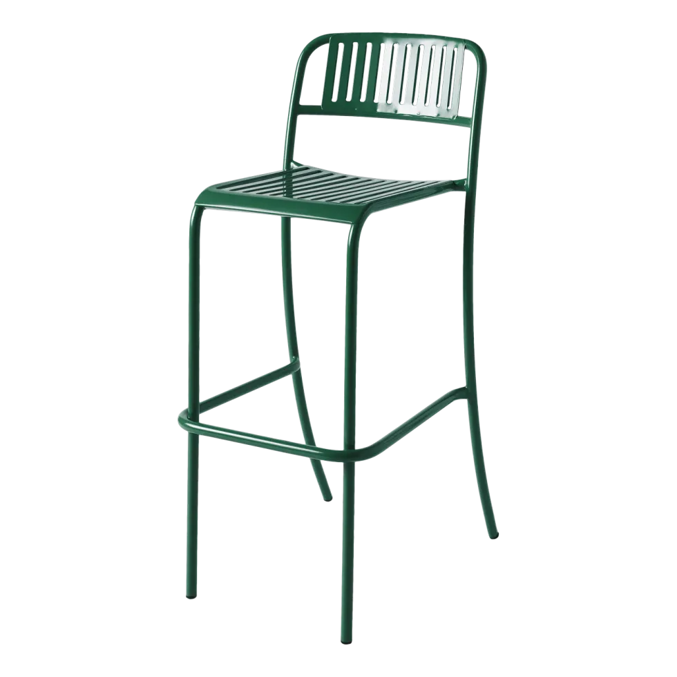 Chaise de bar de jardin à lames en acier inoxydable vert mousse 75cm Patio - Tolix