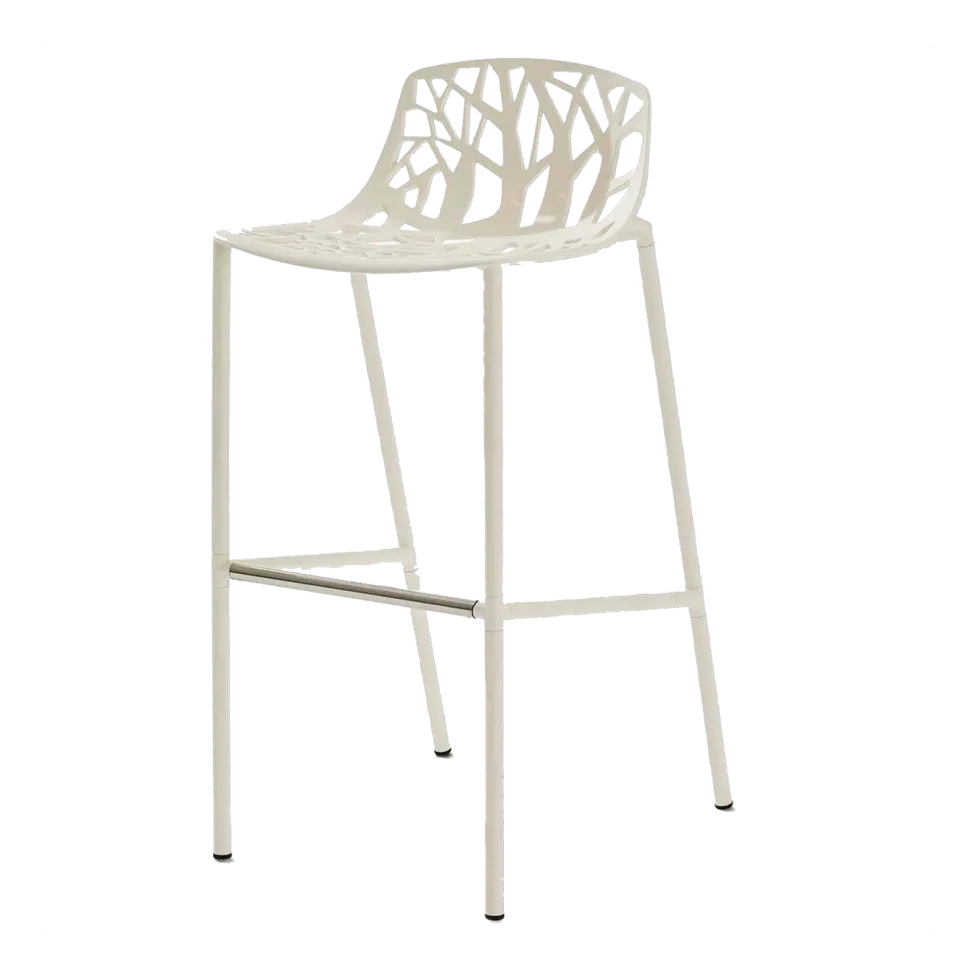 Chaise de bar en acier blanc crème 56 x 48 cm Forest - Fast Spa