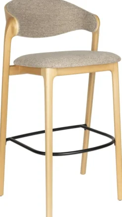 Chaise de bar en bois de hêtre et polyester 51x57x91cm Babington - Dutchbone