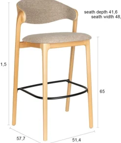 Chaise de bar en bois de hêtre et polyester 51x57x91cm Babington - Dutchbone