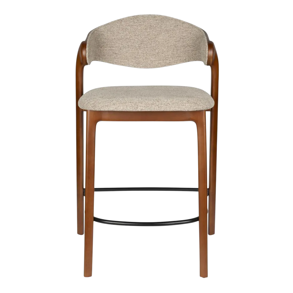 Chaise de bar en bois de hêtre marron et polyester 51x57x91cm Babington - Dutchbone