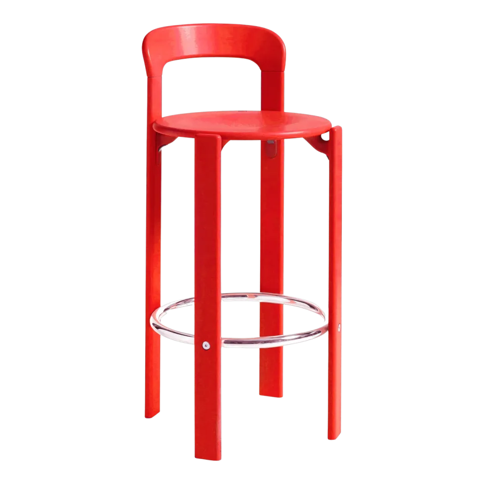 Chaise de bar en bois de hêtre rouge scarlet 75 cm Rey - HAY