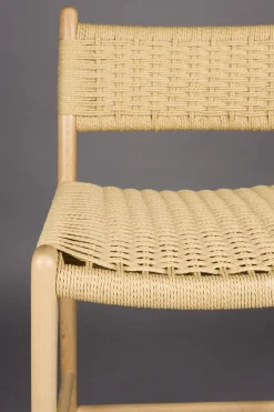 Chaise de bar en bois de hêtre tressé 47x48x95cm Cecile - Dutchbone