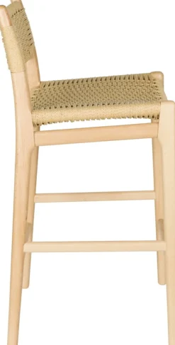 Chaise de bar en bois de hêtre tressé 47x48x95cm Cecile - Dutchbone