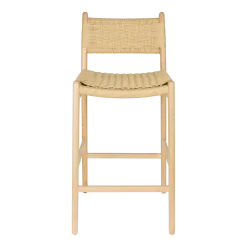 Chaise de bar en bois de hêtre tressé 47x48x95cm Cecile - Dutchbone