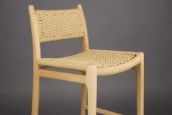 Chaise de bar en bois de hêtre tressé 47x48x95cm Cecile - Dutchbone