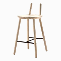 Chaise de bar en bois naturel 65 cm Naïve - Emko